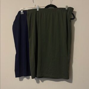 Slinky Brand Olive and Navy Pencil Skirt Set